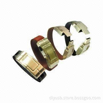 Leather USB Flash Drives with 1 to 32GB Memory Capacity, Original Chipset, CE/RoHS/FCC Marks